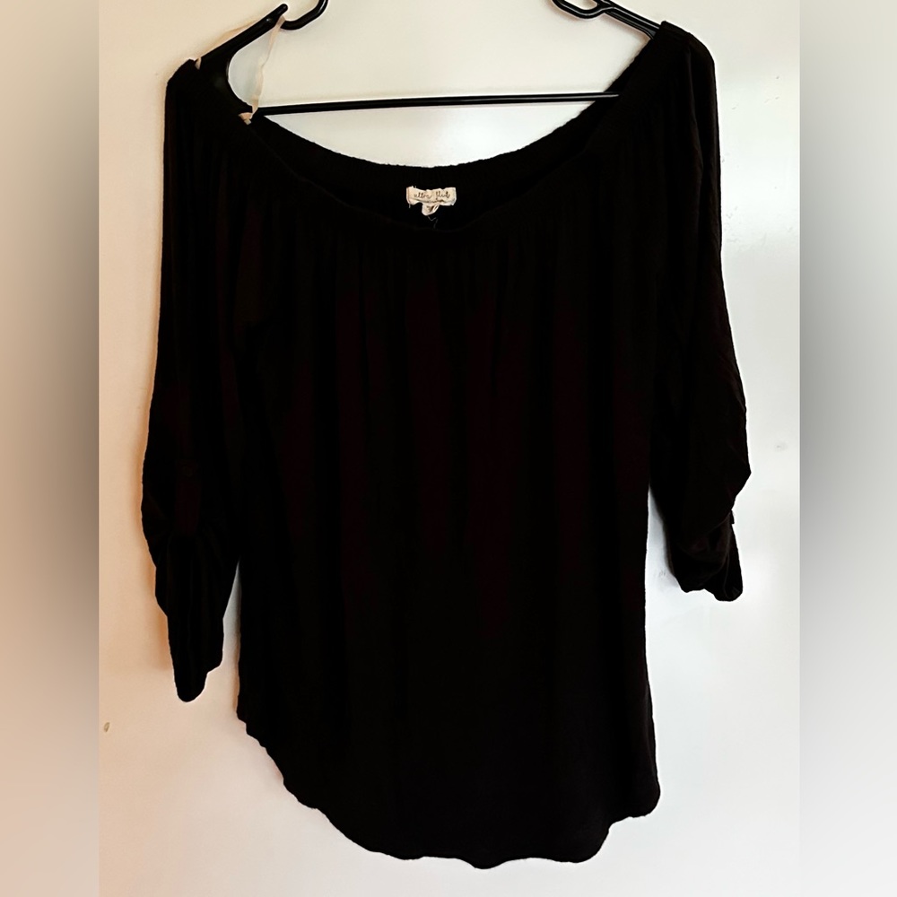 Ultra Flirt black off the shoulder 3/4 sleeve top